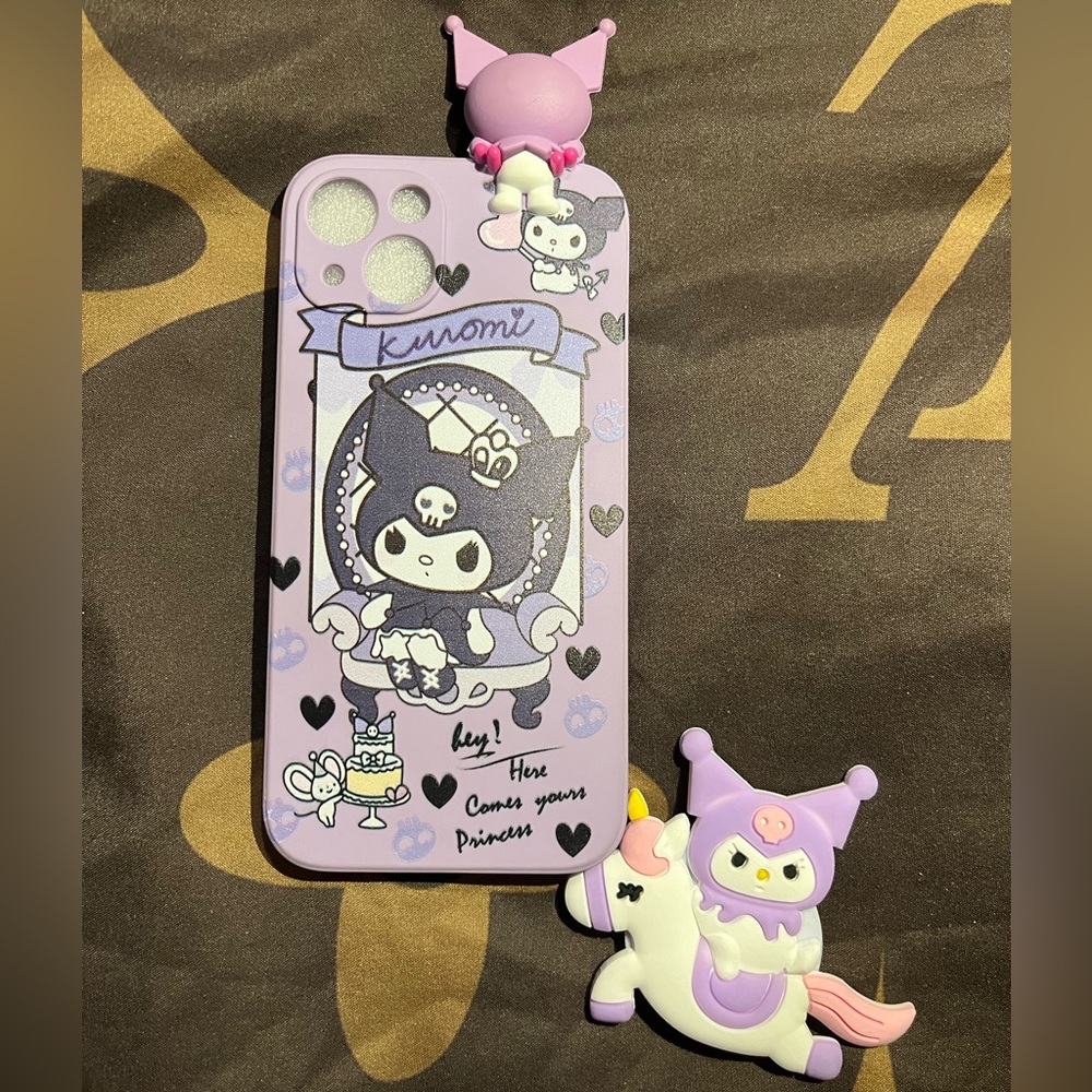 Cute Kuromi Phone Case with Unicorn Pop Socket🦄